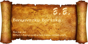 Benyovszky Boriska névjegykártya
